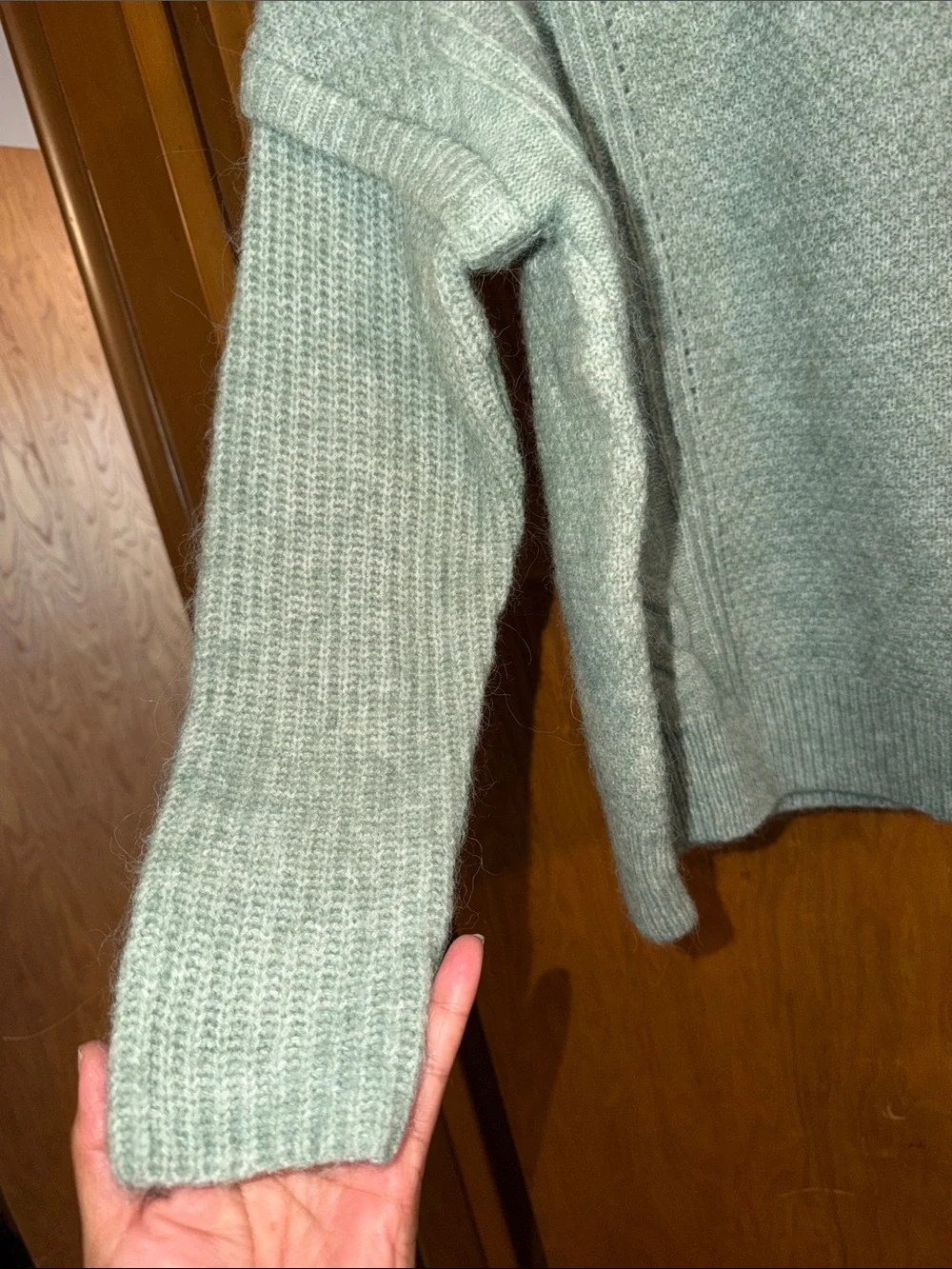 Madewell Sage Green Cable-Knit Crewneck Sweater